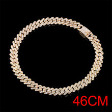 Load image into Gallery viewer, SKHEK 12Mm Miami Cuban Link Chain Gold Silver Color Choker Necklace For Women Iced Out Crystal Rhinestone Necklace Hip Hop Jewlery