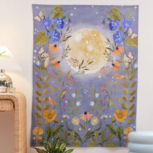 Load image into Gallery viewer, Psychedelic Moon Tapestry Wall Hanging Celestial Floral Wall Tapestry Hippie Flower Wall Carpets Dorm Decor Starry Sky Carpet