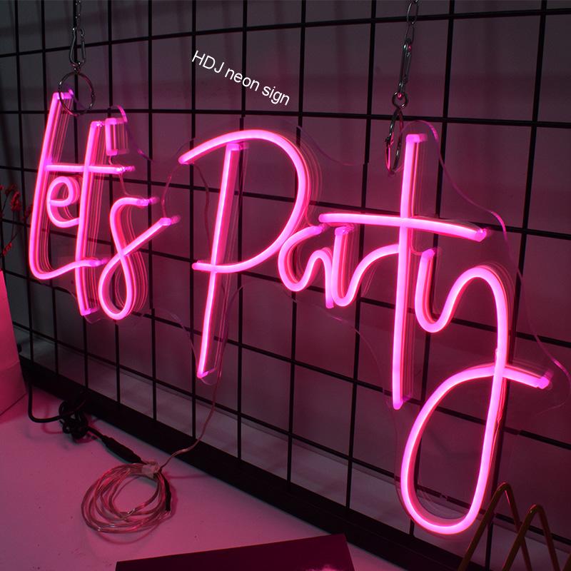 Skhek Graduation Party Let's Party Custom Led Neon Sign Wall Decor For Home Bar Cafe Graduation Family Birthday Party Background Lighting Decor