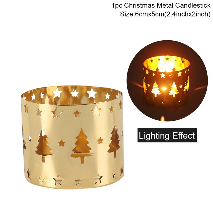 Christmas Gift PATIMATE Lron Hollow Candle Holder 2021 Christmas Decorations For Home Merry Christmas Ornament Noel Navidad Natal Xmas Gifts