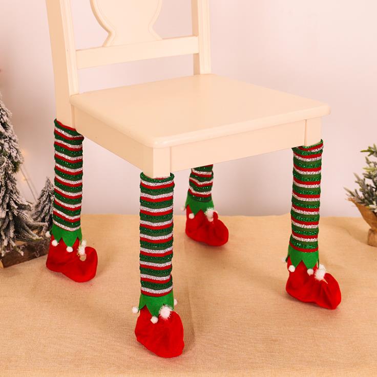 1Pc New Fancy Christmas Chair Leg Covers Cute Elf Design Chair Leg Socks Floor Protector for Home Party Xmas Gifts