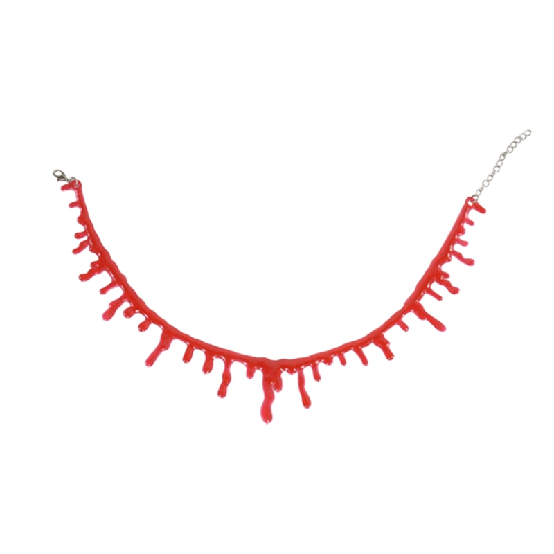 SKHEK Halloween Blood Necklace Women Chokers Necklaces Halloween Party DIY Decorations Horror Props Kids Toy Gift Haunted House