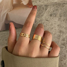 Load image into Gallery viewer, Skhek Vintage Punk Finger Rings 6Pcs/set Minimalist Smooth Gold/black Geometric Metal Rings for Women Girls Party Jewelry Bijoux Femme