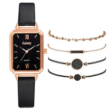 Load image into Gallery viewer, Christmas Gift 5pcs Set Fashion Watch For Women Square Leather Ladies Bracelet Watches Quartz Wrist Watch Female Black Clock Reloj Dropshipping