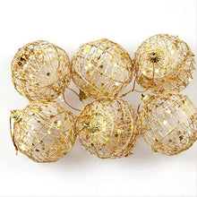 Load image into Gallery viewer, 6PCS Round Shape Gold Hollow Out Christmas Tree Pendants Ball Christmas Ornaments Birthday Party Home Wedding Party Decorations
