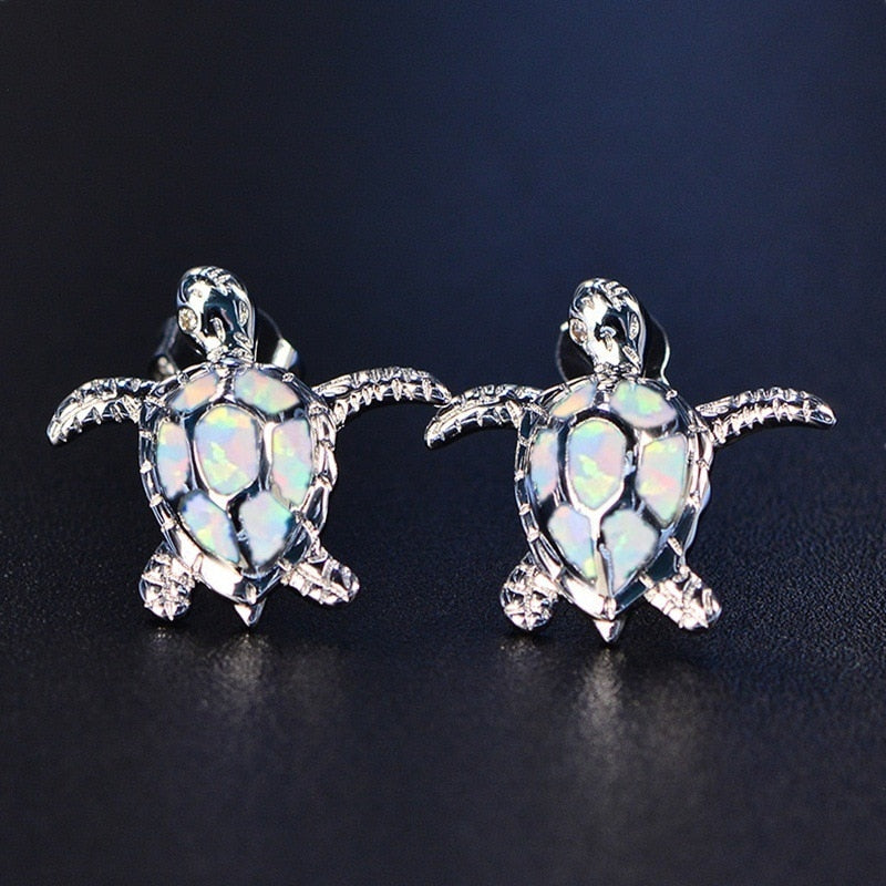 Skhek Modern Women's Earrings 2023 Cute Sea Turtle Stud Earring For Women Accessories Fashion Imitation Opal Earrings Beach Jewelry
