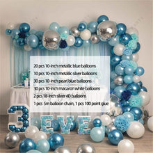 Load image into Gallery viewer, 94pcs  Blue White Silver Metal Balloons Garland Gold Silver Confetti Balloon Arch Birthday Baby Shower Wedding Party Decor