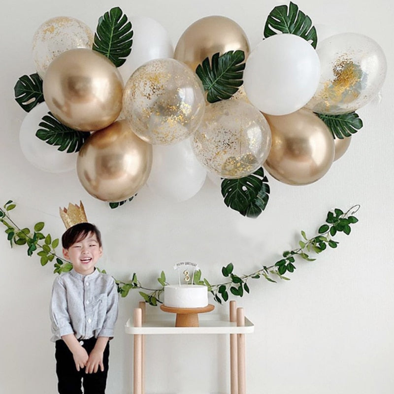 20Pcs 10 Inch Pink Beige Latex Balloons Gold Metal Balloon Green Set Baby Shower Toys Globos Wedding Birthday Party Decoration