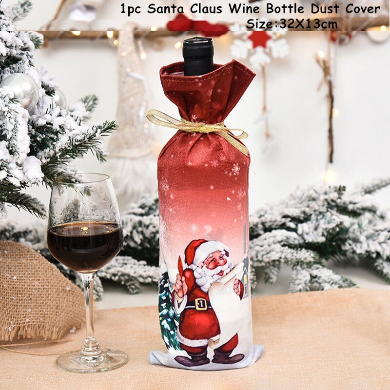 Christmas Gift Navidad Christmas Wine Bottle Dust Cover Merry Christmas Decor for Home Christmas Table Decor Xmas Gift Happy Noel New Year 2022
