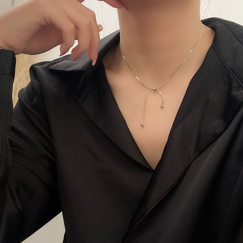 New 925 Sterling Silver Snake Chain Bow Knot Simple Creative Necklace  Women's Necklace Fine Jewelry Clavicle Chain Party Gift