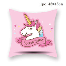 Load image into Gallery viewer, 45x45cm Unicorn Cushion Cover Unicorn Party Decoration DIY Girl Unicorn Brithday Decor Unicorn 1 2 3 Birthday Unicornio