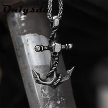 Load image into Gallery viewer, Skhek Stainless Steel Sea Anchor Skull Man Men Necklaces Chain Pendants Punk Rock Hip Hop Unique for Male Boy Fashion Jewelry Gift