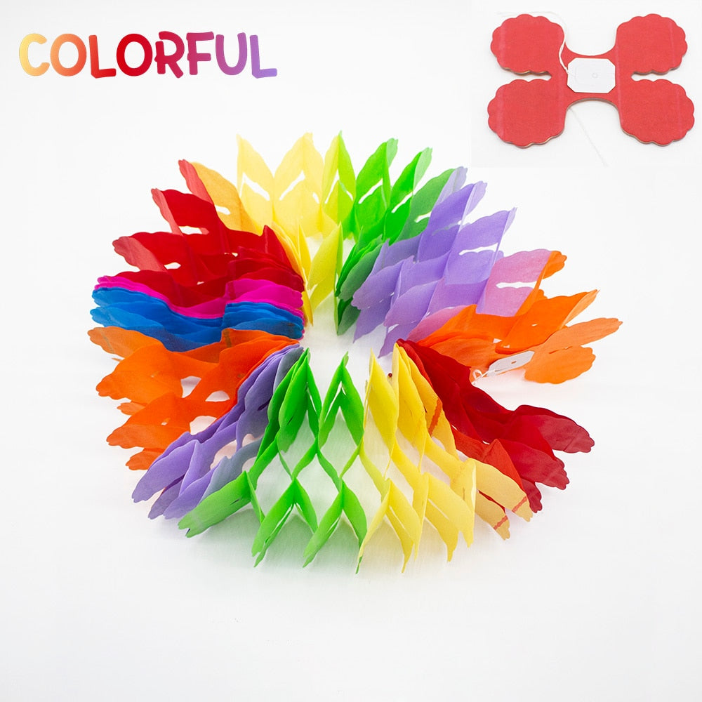 3.6M Multicolor Four Leaf Clover Paper Pull Flag Garlands Baby Shower Wedding Party Home DIY Decoration Craft Supplies