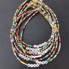 Load image into Gallery viewer, Boho Handmade Diy Rice Bead Necklaces Letter Lucky Love Girl Choker Clavicular Chain Colorful Female Beach Collier Femme Jewelry