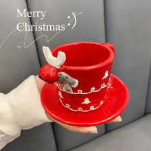 Load image into Gallery viewer, LadyCC Korean Christmas Season Deer Coffee Cup and Dish Set Creative Christmas Ceramic Afternoon Tea Cup
