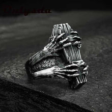 Load image into Gallery viewer, Skhek Punk Rock Us Size Ghost Claw Coffin Ring 316L Stainless Steel Band Party Biker Jewelry Dropshipping For Man Gift Anel