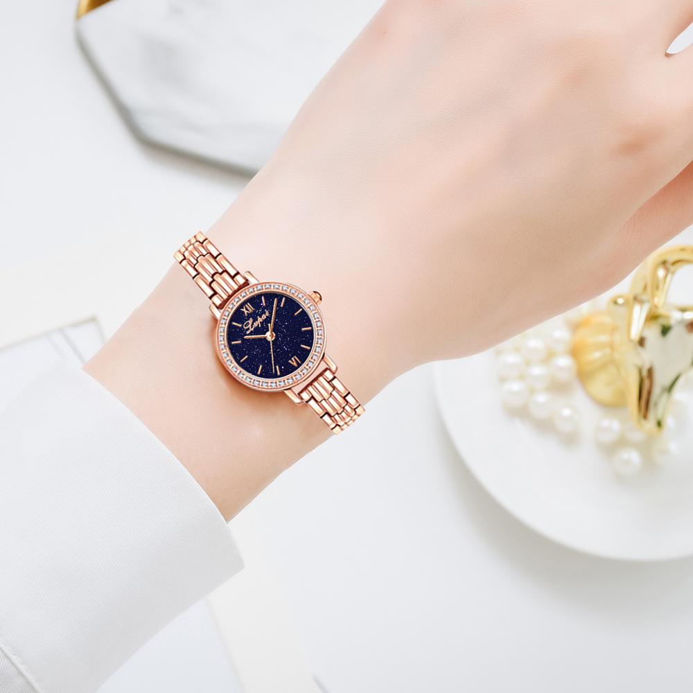Christmas Gift Luxury Ladies Watch Diamond Bracelet Stainless Steel Chain Watch For Women Rose Gold Dress Casual Quartz Watch Clock Reloj Mujer
