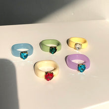Load image into Gallery viewer, 2021 New Colorful Transparent Acrylic Irregular Marble Pattern Ring Resin Tortoise Rings for Women Girls Jewelry