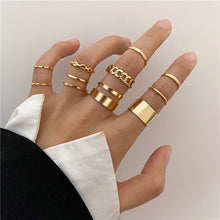 Load image into Gallery viewer, Skhek Hiphop Gold Chain Rings Set For Women Girls Punk Geometric Simple Finger Rings 2023 Trend Jewelry Party