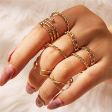 Load image into Gallery viewer, Skhek Bohemian Gold Moon Star Rings Set For Women Fashion Metal Knuckle Finger Rings Vintage Chain Ring Minimalist Jewelry