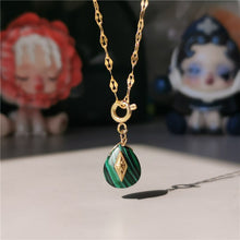 Load image into Gallery viewer, SKHEK 2022 New Vintage Titanium Steel Chain Water Drop Turquoise Geometric Irregular Pendant Necklaces For Women Girls Jewelry
