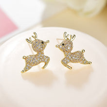 Load image into Gallery viewer, Christmas Gift Merry Christmas Elk Stud Earrings For Women Small Asymmetrical Snowman Christmas Tree Round Zircon Earring Fashion Xmas Jewelry
