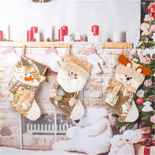 Load image into Gallery viewer, Christmas Gift Christmas Stocking Sacks Gold Kids Gift Candy Bag Fireplace Xmas Tree Hanging Ornaments For New Year 2022 Christmas Decorations
