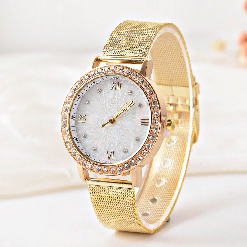 Christmas Gift Luxury Rose Gold Women Watches Fashion Diamond Ladies Starry Sky Grid Watch Waterproof Female Wristwatch For Gift Clock