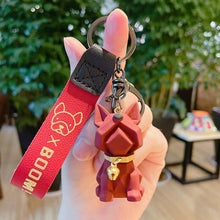 Load image into Gallery viewer, Punk French Bulldog Keychain PU Leather Cute Dog Keychains for Women Bag Pendant Jewelry Trinket Men Car Key Ring Key Chain