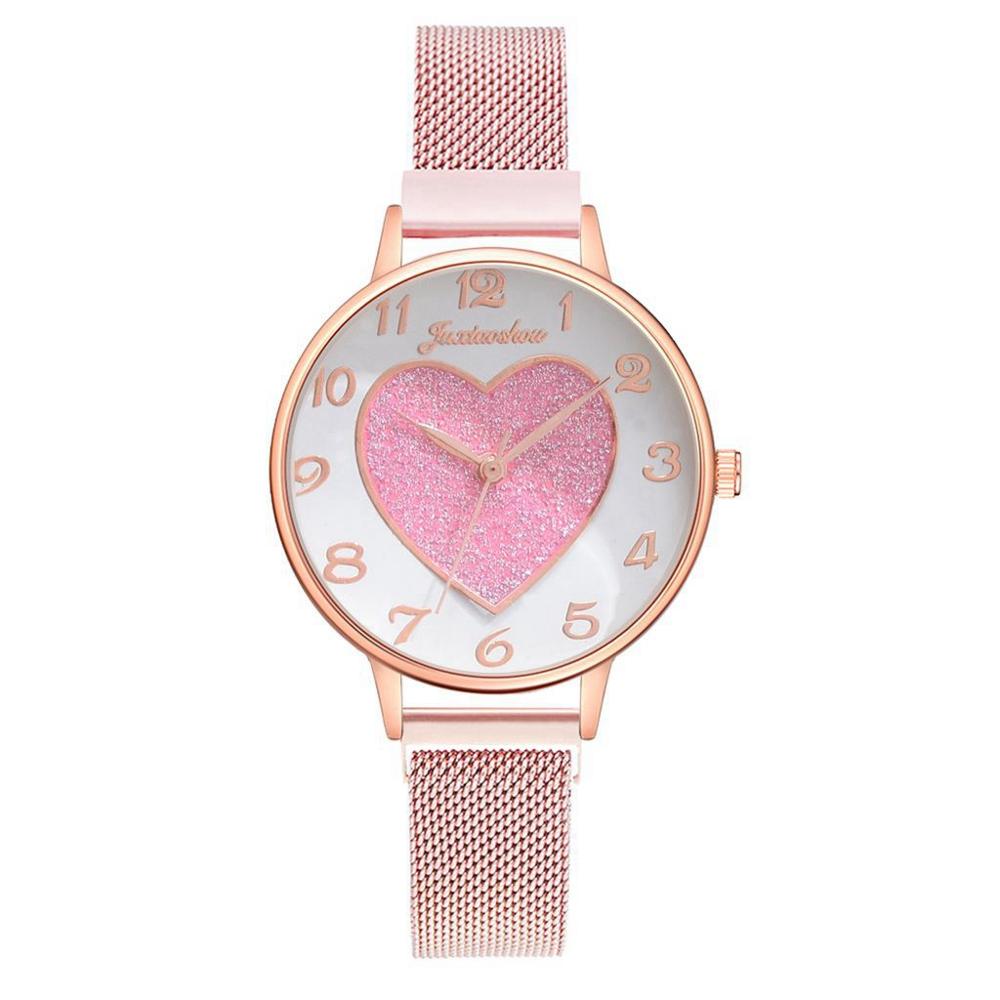 Christmas Gift Women Bracelet Quartz Watches For Women Pink Heart Pattern Magnetic Watch Ladies Sports Dress Wrist Watch Clock Relogio Feminino