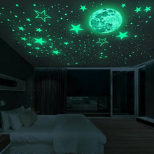 Load image into Gallery viewer, Skhek Luminous 3D Stars Dots Wall Sticker for Kids Room Bedroom Home Decoration Glow In The Dark Moon Decal Fluorescent DIY Stickers
