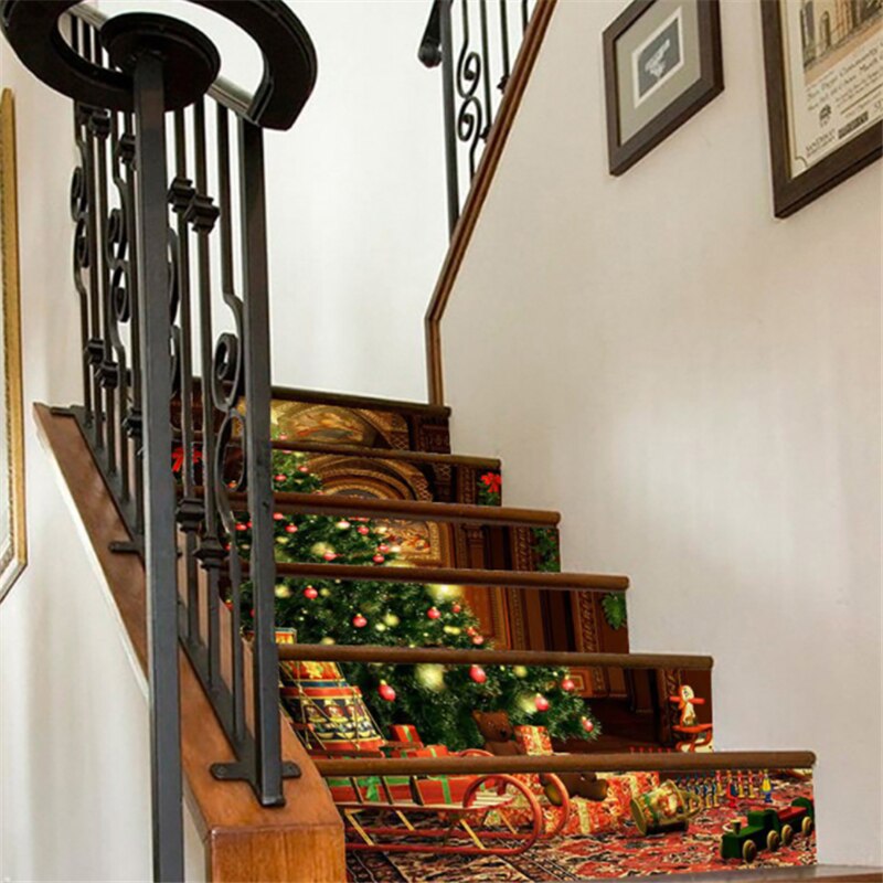 Christmas Gift Home Christmas Decoration 3D Christmas Tree Stereo Stair Corridor Step Sticker 2022 New Year XMAS Merry Christmas Navidad Natal