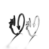 Skhek 2PCS Gothic Punk Angel Devil Couple Ring Set Adjustable Open Rings For Women Men Anniversary Party Wedding Ring Jewelry Gifts