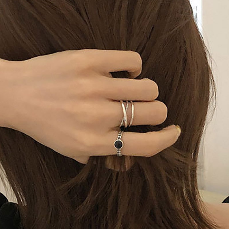 Skhek Minimalist Chain Rings for Women Couples New Fashion Vintage Handmade Geometric Party Jewelry Gifts