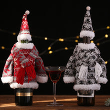 Load image into Gallery viewer, Hot Sale Christmas Decoration Set Knitted Scarf Hooded Clothes Wine Bottle Set Party Restaurant Table Wine Bottle Bag DIY Cheap