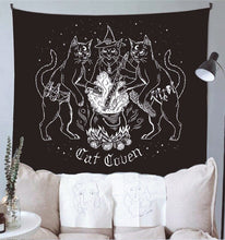 Load image into Gallery viewer, Cat Witchcraft Tapestry Wall Hanging Tapestries Mysterious Divination Baphomet Occult Home Wall Black Cool Decor Cat Coven