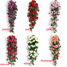 Load image into Gallery viewer, Skhek  Artificial Flower Rattan Fake Plant Vine Decoration Wall Hanging Roses Home Decor Accessories Wedding Decorative Wreath