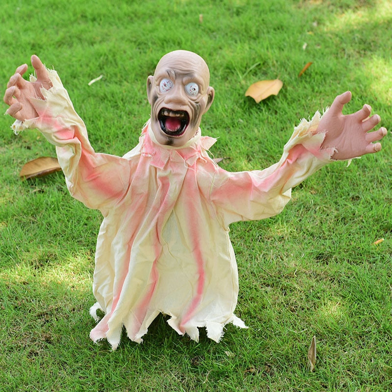 SKHEK Scary Doll Horror Decor Halloween Decoration To Insert Large Swing Ghost New Voice Control Decoration Scary Props