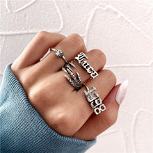 Load image into Gallery viewer, Skhek Punk Vintage Silver Color Heart Sword Ring Set for Women Gothic Dice Anillos Hip Hop Y2k Korean Fashion Male Gift Jewelry