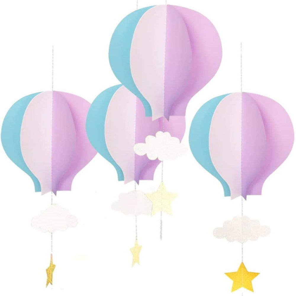 Skhek 4Pcs hot air balloon decoration maison deco 3D Balloon Paper Cloud Hanging Decor Pendant for Baby Shower Birthday mariage deco