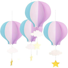 Load image into Gallery viewer, Skhek 4Pcs hot air balloon decoration maison deco 3D Balloon Paper Cloud Hanging Decor Pendant for Baby Shower Birthday mariage deco