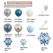 Load image into Gallery viewer, 104pcs Snowflake Balloons Garland Arch Kit Ice Snow Queen Metal Balloon For Frozen Birthday Wedding Christmas Party Decor