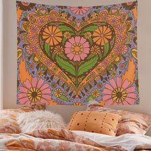 Load image into Gallery viewer, Vintage Flower Wall Tapestry Hanging 80S Retro Wall Decor Tapestries Bedroom Drom Room 90S Floral Heart Wall Decor Tapestry