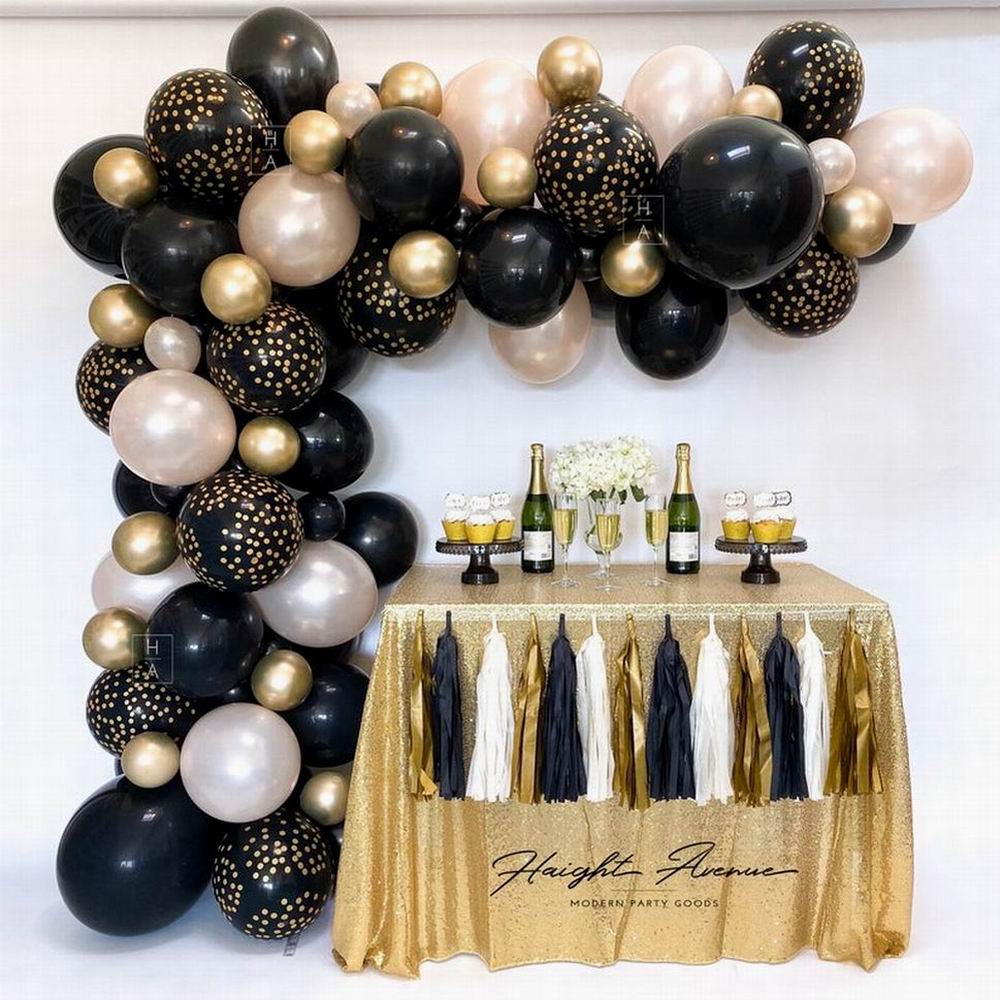 31/98Pcs Party Decorations Black And Gold Style Birthday Party Decoration  Supplies