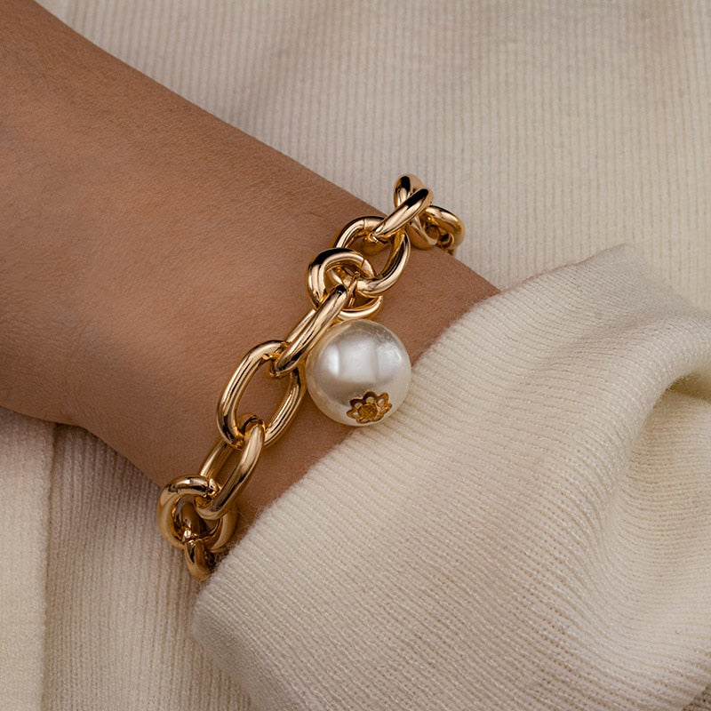 Skhek New Bohemian Gold Pearl Bead Bracelet Chains Multilayer Bracelet for Girls Punk Jewelry 2023 trend Lady charms Women‘s Bracelett