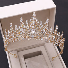 Load image into Gallery viewer, Baroque Retro Rose Gold Peach Crystal Bridal Tiaras Crown Rhinestone Pageant Prom Diadem Bride Headband Wedding Hair Accessories