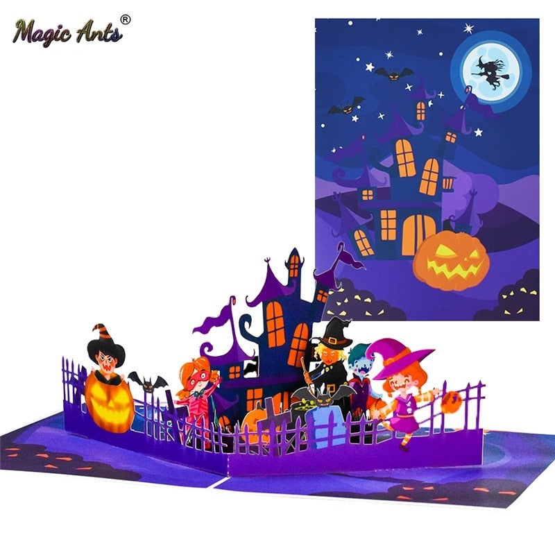 3D Pop-Up Hallowmas Cards for Kids Gift Funny Hallows Day Pumpkin Greeting Card Halloween Postcard