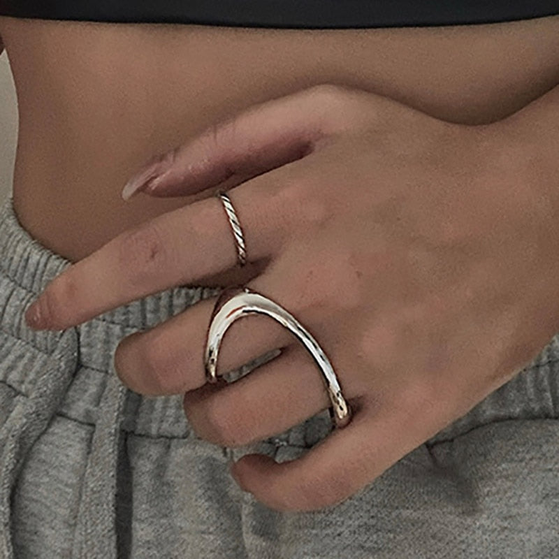 Skhek INS Fashion Finger Rings Charm Women Irregular Simple Geometric Birthday Party Jewelry Gifts