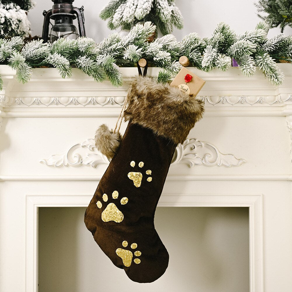 Christmas Stockings White Stamping Gold Snowflake Xmas Ornaments Christmas Pendant Christmas Tree Decorations Noel Gift Socks