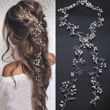 Load image into Gallery viewer, Crystal Pearl Bridal Tiaras Hairbands Hairpins Bridesmaid Diamante Hair Vine Accessories Wedding Jewelry 35cm Headwear